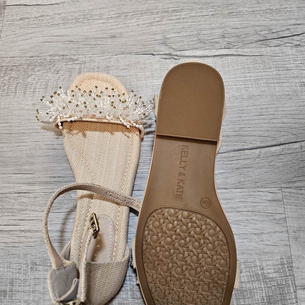 Kelly & Katie Cream Sandals with Beaded Detail